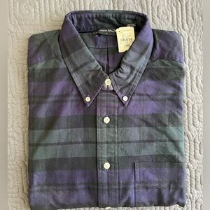 Neiman Marcus VINTAGE Men's Purple and Green Plaid Shirt